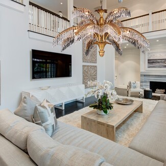 Chandelier Brass Palm Frond Shape with Tiered Crystal Prisms Light