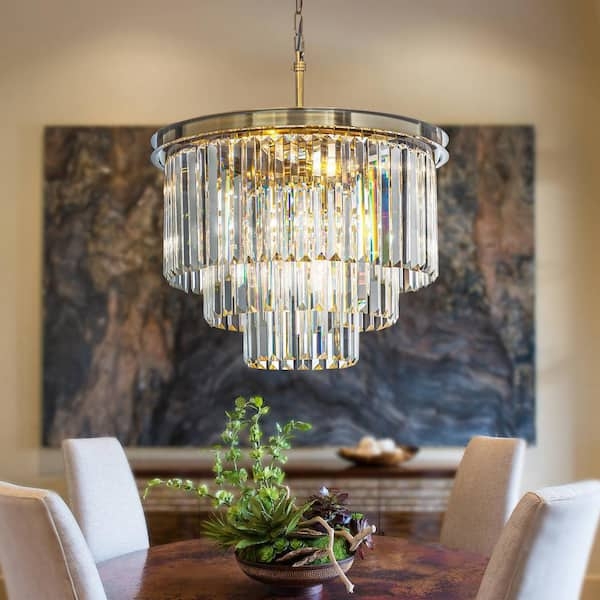 Chandelier Crystal Fringe Three Tiered Modern Fringe Pendant Light