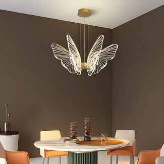 Chandelier Etched Acrylic Wings Gold Butterfly LED Light