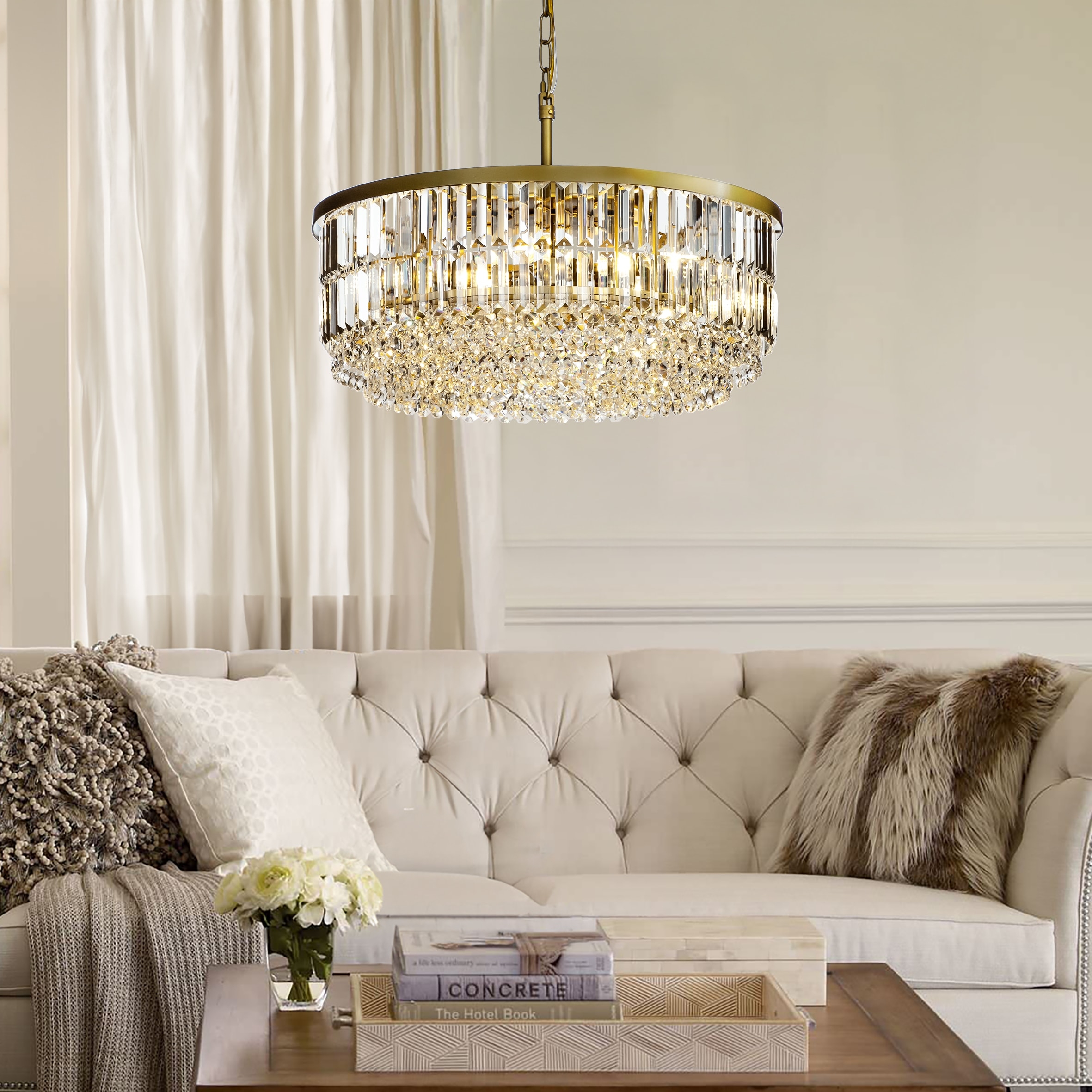 Chandelier Faceted Sphere Base Antique Tiered Luxury Drum Light