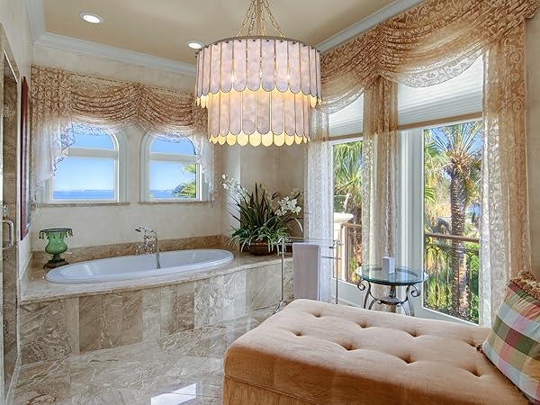 Chandelier featuring Seashell Tiers Coastal Shell Chandelier