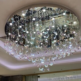 Chandelier Flush Mount Mirrored Plate Glamorous Ceiling Fixture