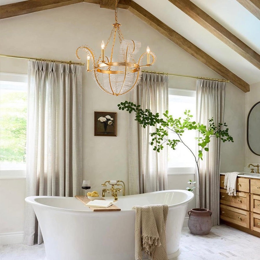 Chandelier highlighting Gold Leaf Frame and French Country