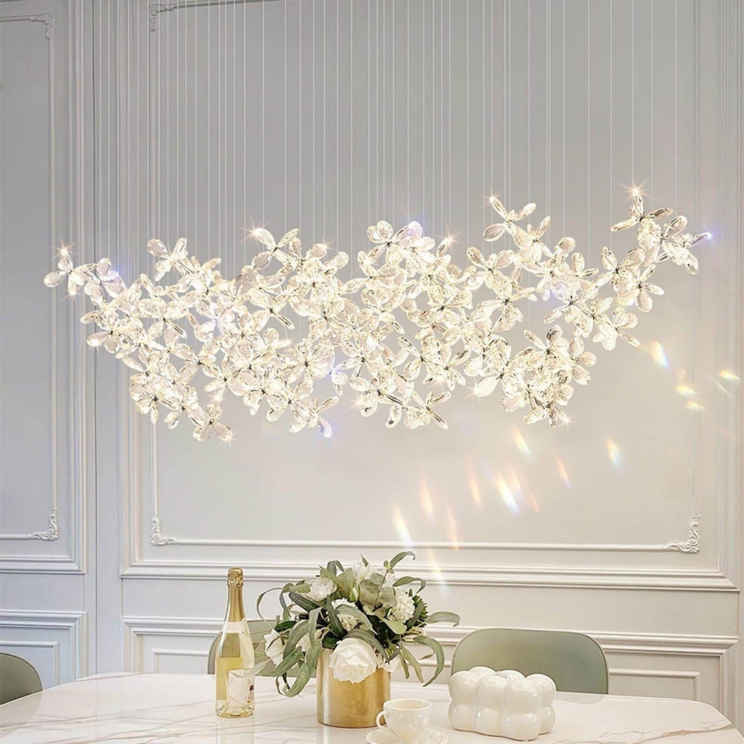 Chandelier Horizontal Silhouette Prismatic Crystal Statement Light