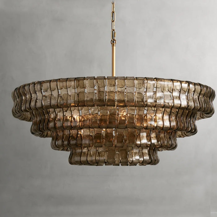 Chandelier Interlocking Glass Links Smoky Amber Four Tier Structure