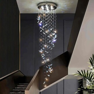 Chandelier Iridescent Accents Luxury Spiral Crystal Decor