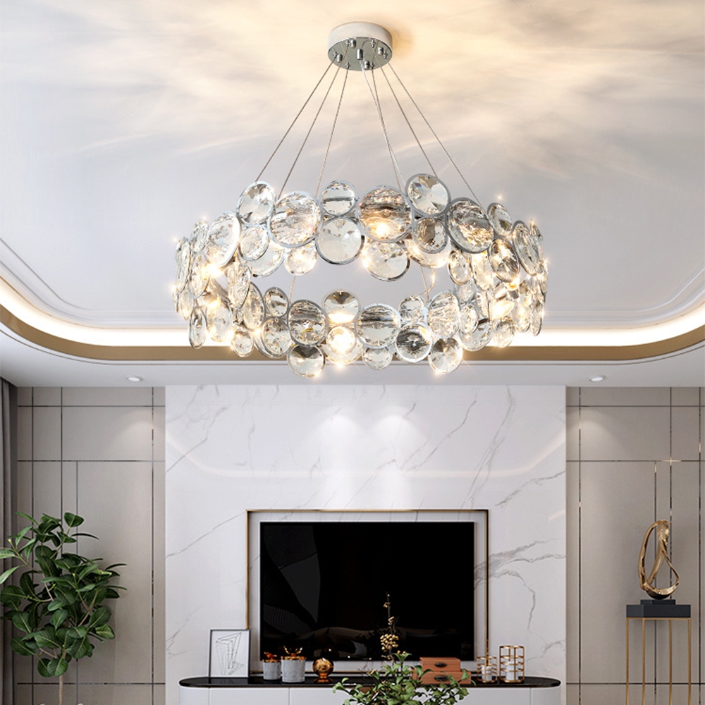 Chandelier Layered Discs Round Silhouette Layered Glass Disc Pendant