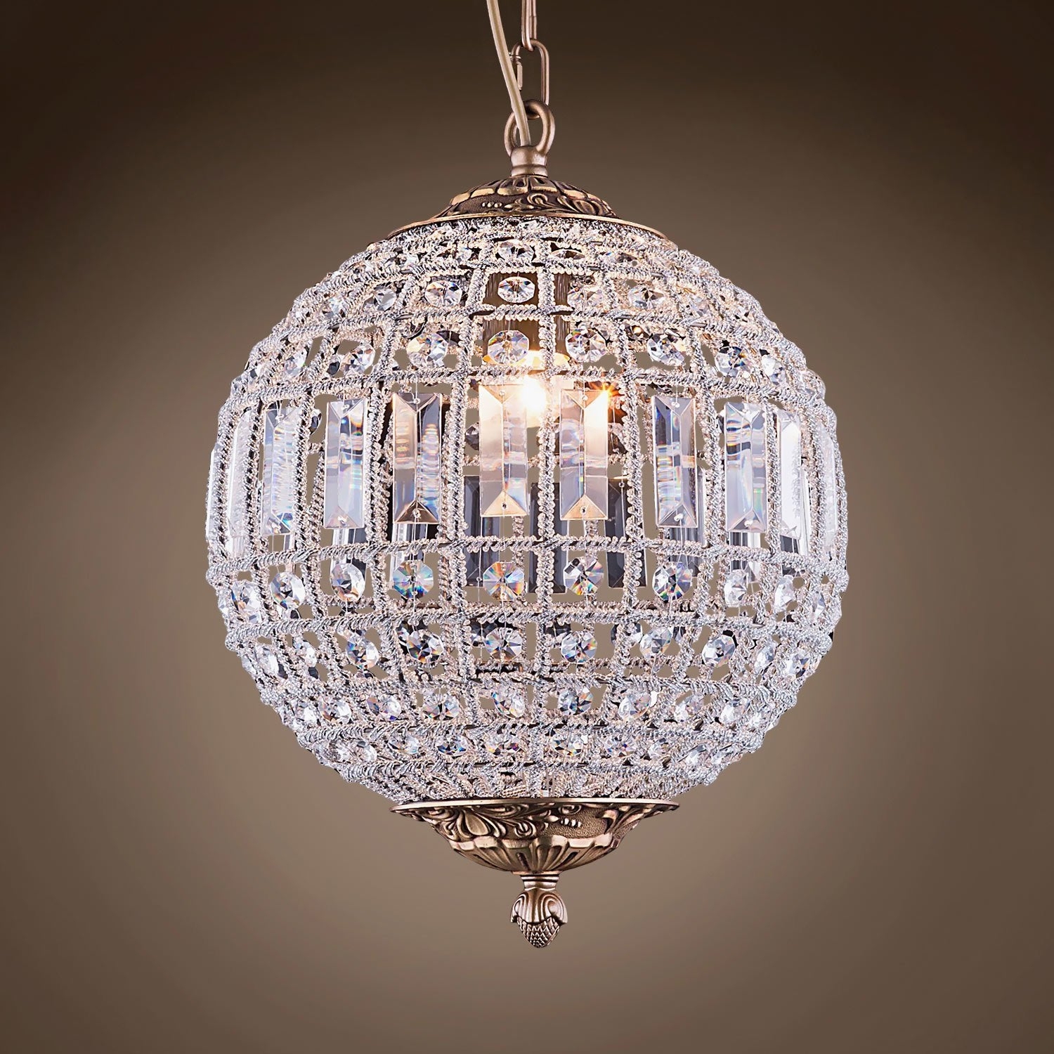 Chandelier Sphere Shape Faceted French Empire Sphere Chandelier