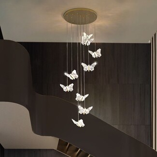 Chandelier Textured Wings Gold Butterfly Pendant Light