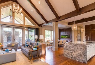 Chandelier: tiered iron chandelier for waterfall granite island