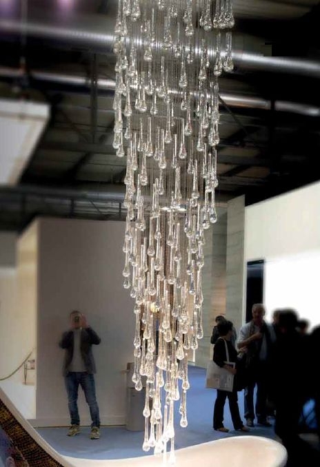 Chandelier with Cascading Droplets on Oversized Scale