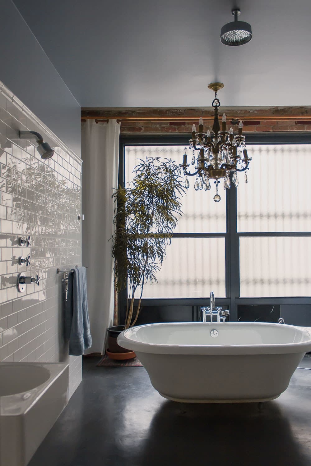 Chandelier with Crystal Embellishments for Industrial Glam