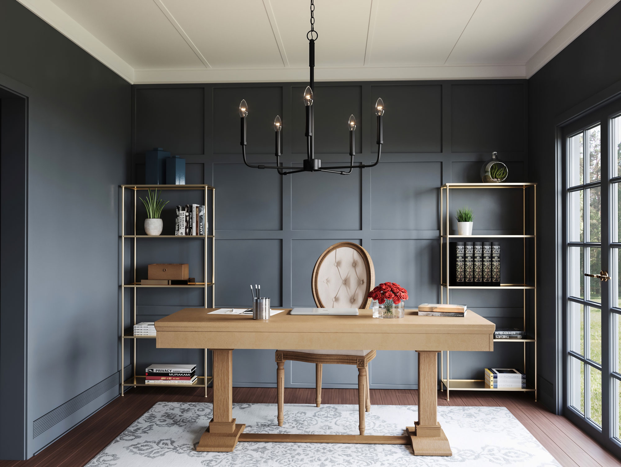 Chandelier with Minimalist Arms and Candle Style Bulbs