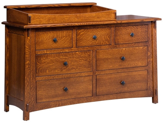 Changing Table Dresser Mission Style 7 Drawer Wood Table