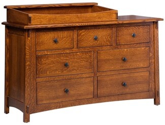 Changing Table Dresser Mission Style 7 Drawer Wood Table