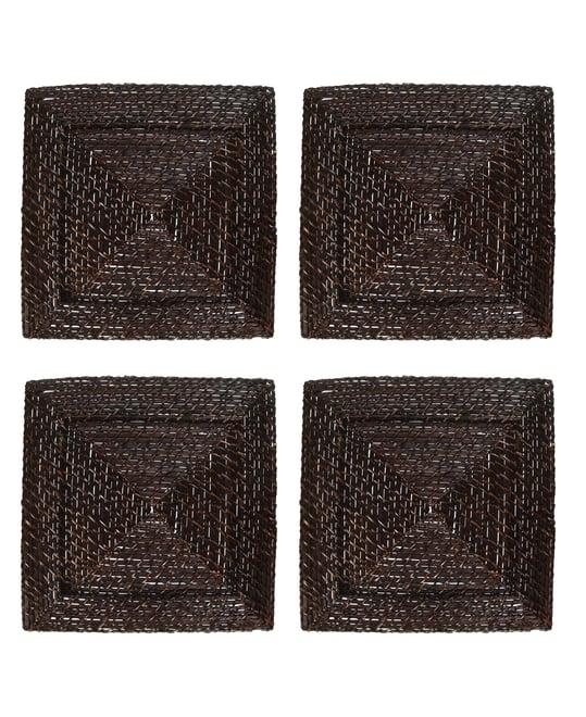 Charger Plate Dark Brown Espresso Woven Texture Square Style