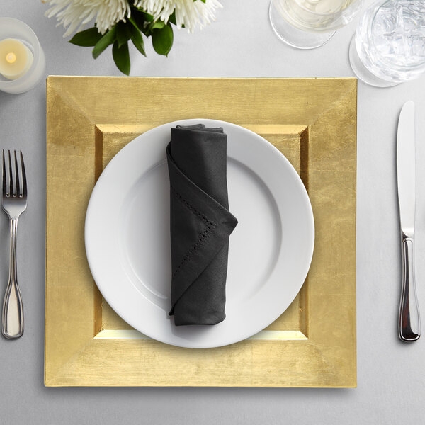 Charger Plate Square Gold Shape with Textured Metallic Finish