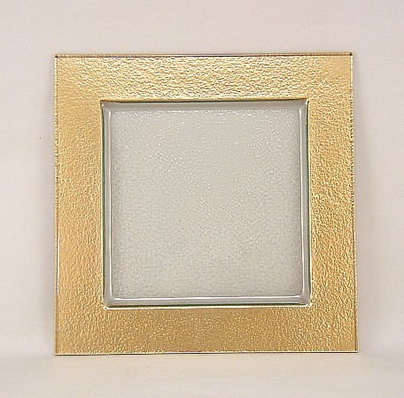 Charger Plate Textured Glass Square Shape Hammered Rim
