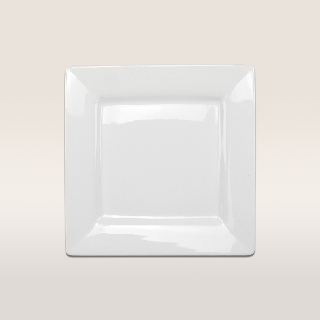 Charger Plate White High Gloss Wide Rim Square Silhouette