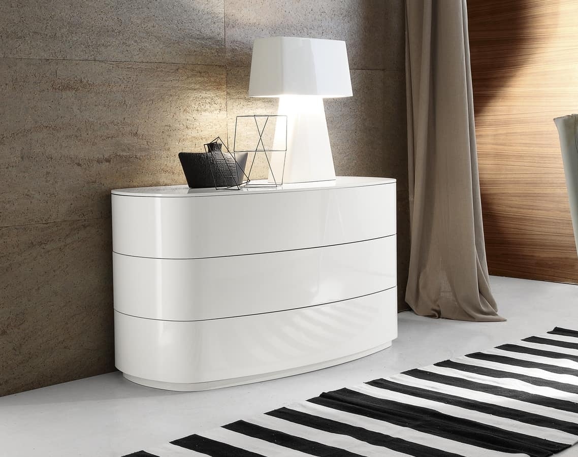 Chest Of Drawers Gloss White High Gloss Oval Storage