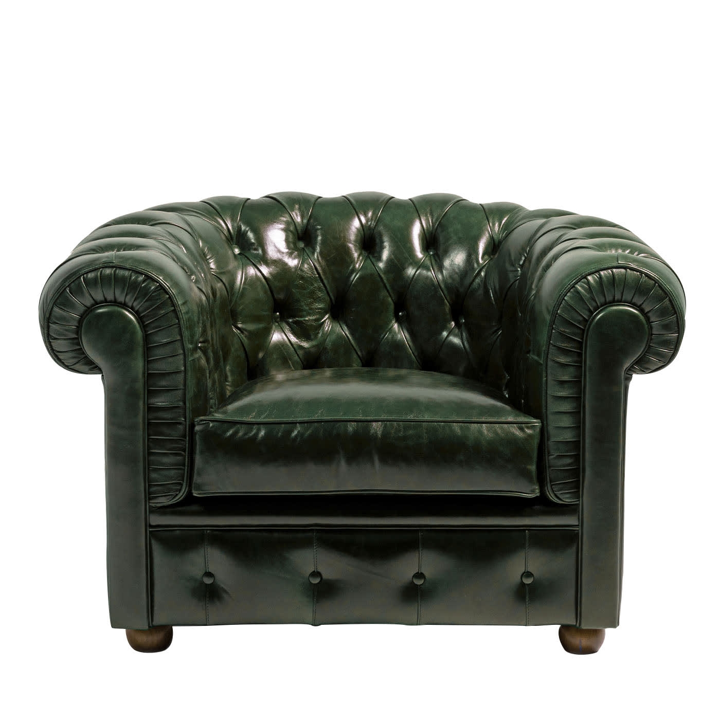 Chesterfield Armchair Deep Green Rolled Arms Seating