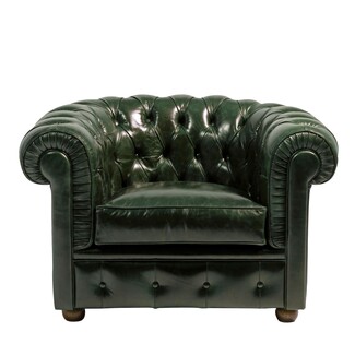 Chesterfield Armchair Deep Green Rolled Arms Seating