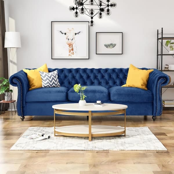 Chesterfield Sofa Deep Button Tufting Velvet Silver