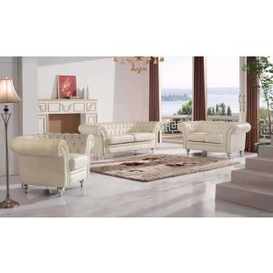 Chesterfield Sofa Set with Deep Button Tufted Backs