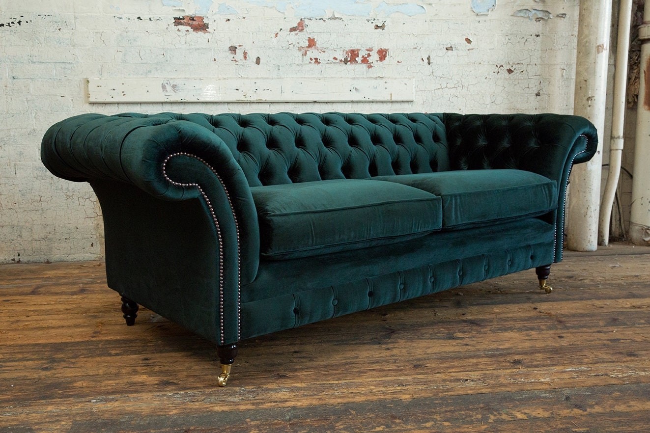 Chesterfield Sofa With Brass Casters Emerald Seating