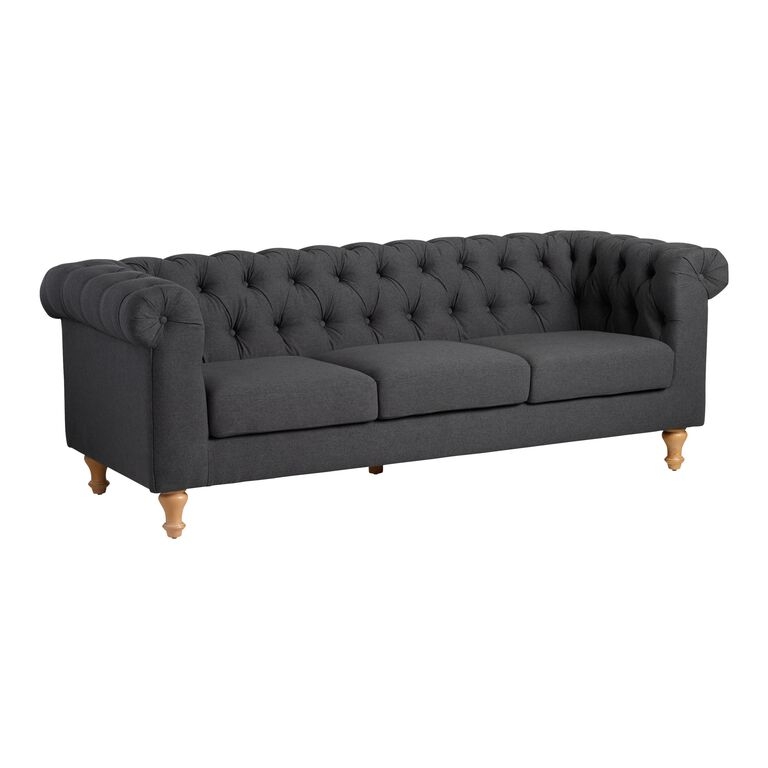 Chesterfield Sofa with Deep Button Tufting and Turned Legs