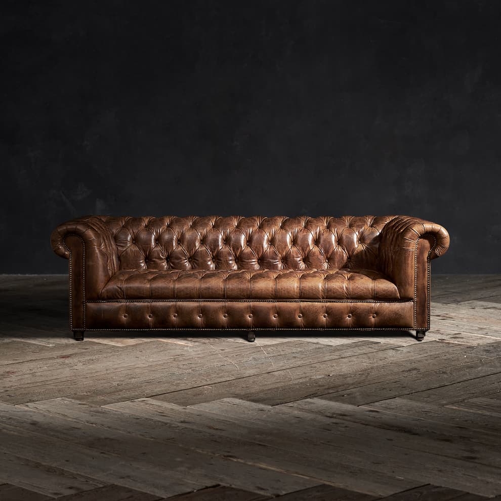Chesterfield Sofa with Tufted Seat Vintage Industrial Lounge