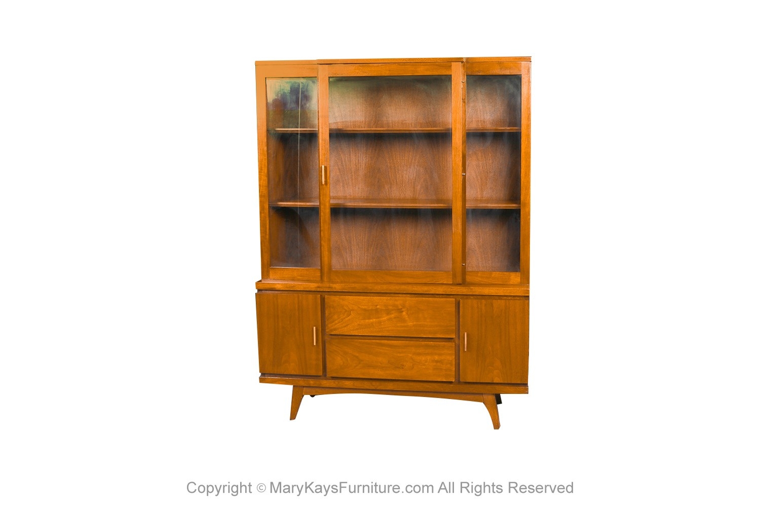 China Cabinet Slim Brass Pulls Curved Stretcher Retro