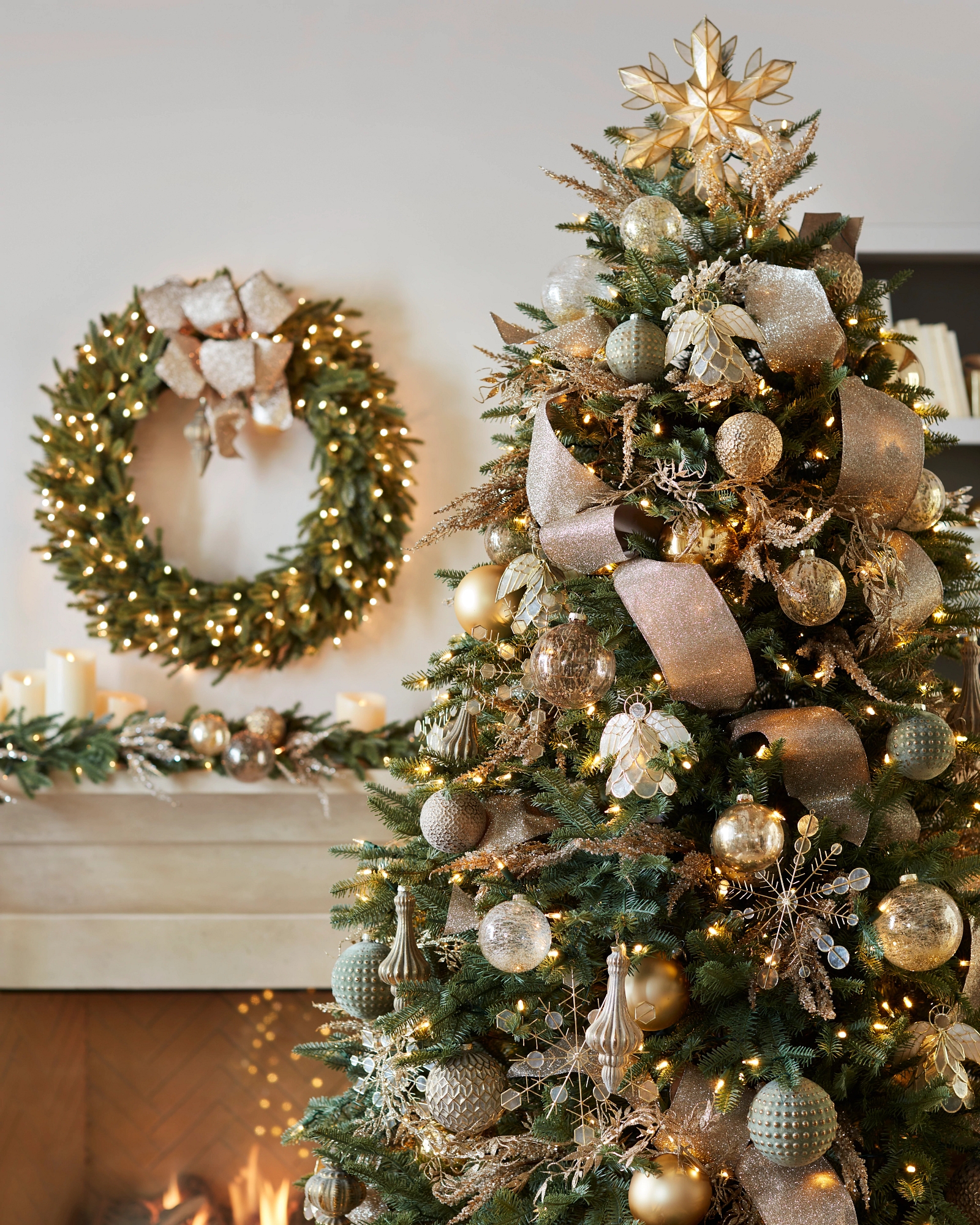 Christmas Ornament Set With Mixed Metallic Burnished Tones