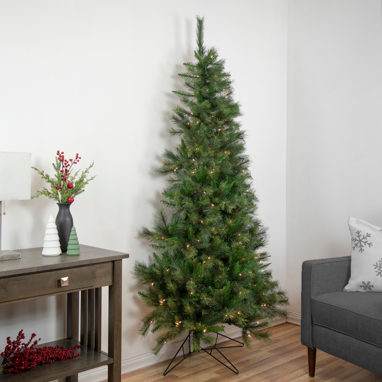 Christmas Tree Half Wall Design and Flat Back Pre Lit Pine