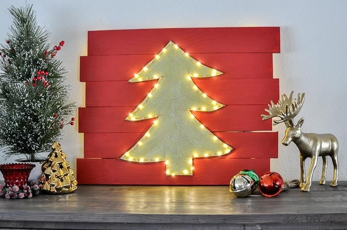 Christmas Wall Decor LED Backlit Horizontal Wood Slats