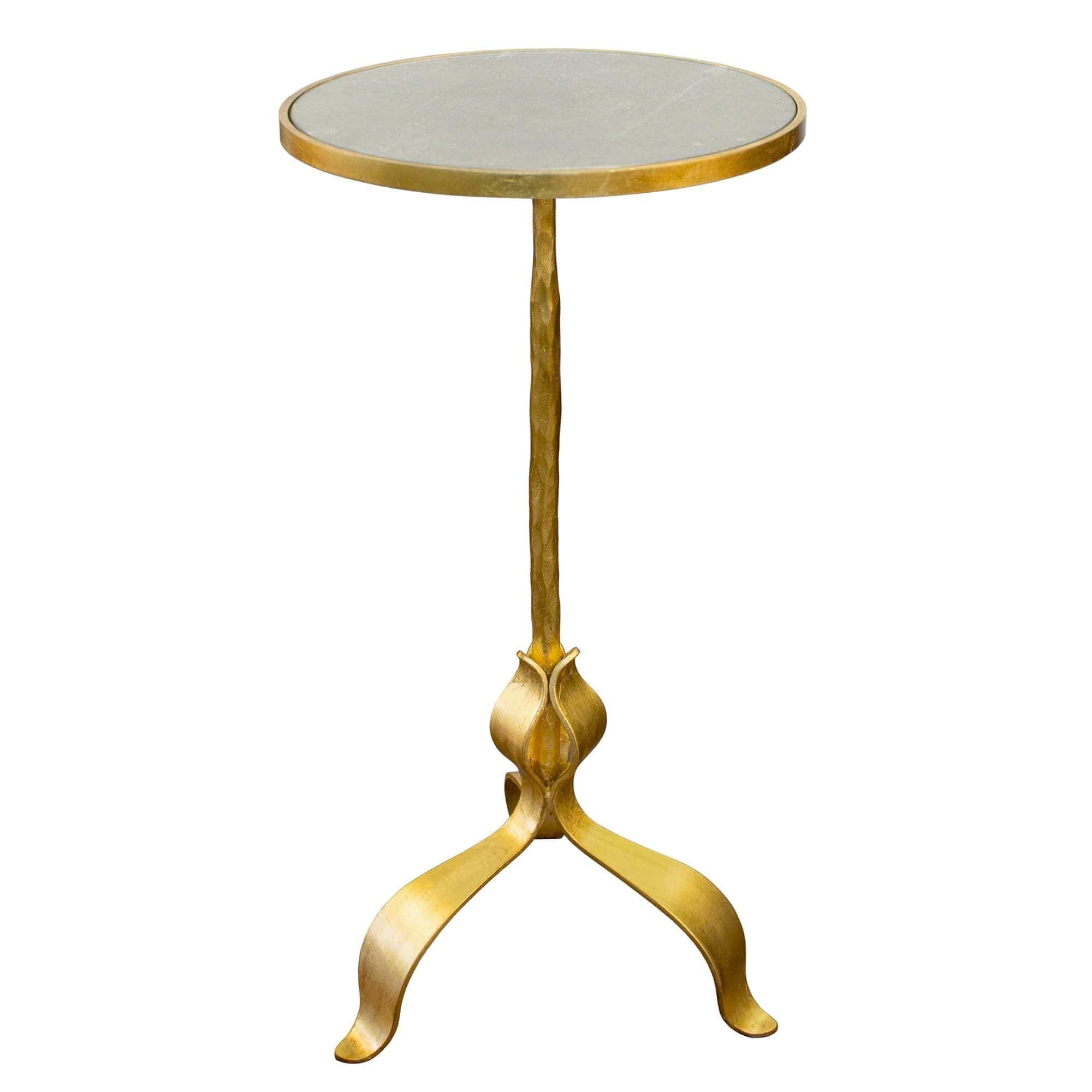 Cigar Table Hammered Stem Gold Leaf Finish Round Stand