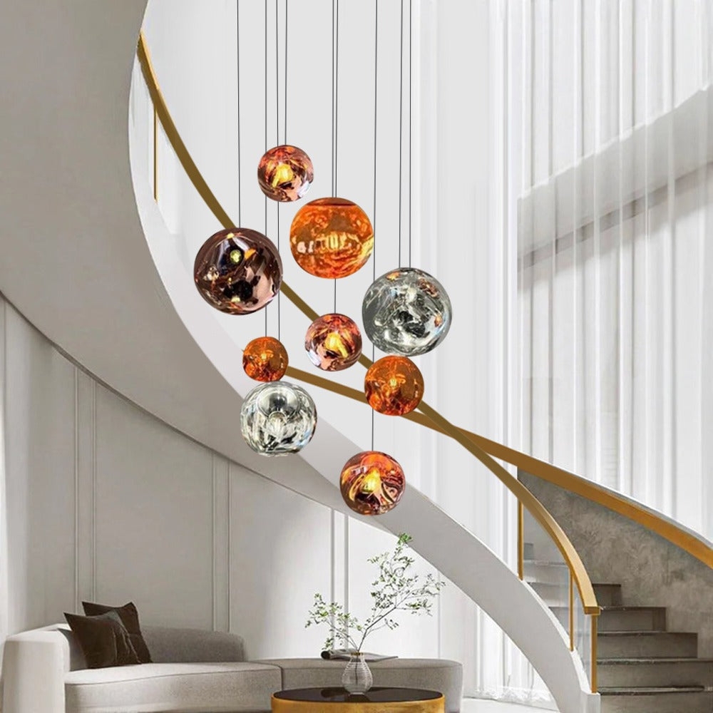 Cluster Pendant Light Organic Melted Shape Metallic Tones