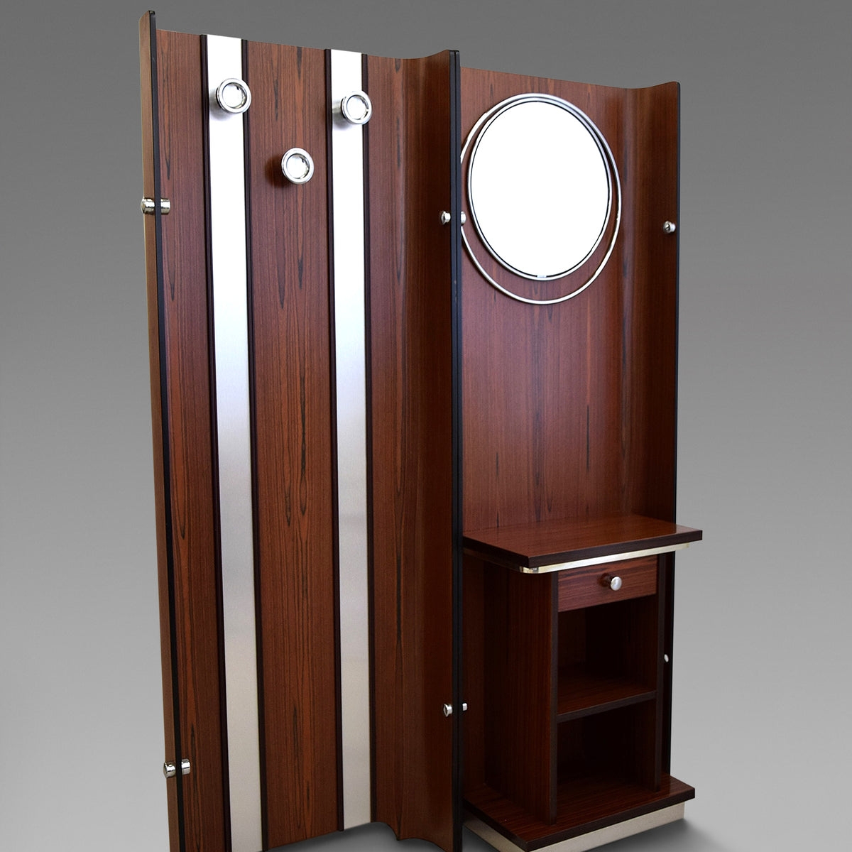Coat Rack Rosewood Grain Metallic Inlays Mirror