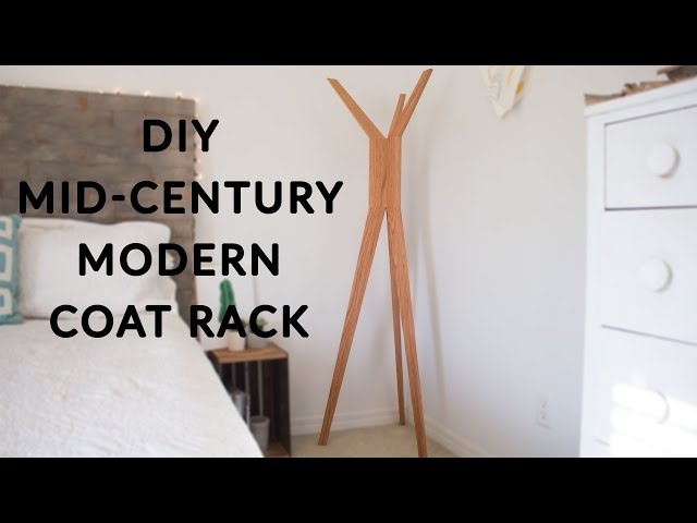 Coat Rack Sculptural Frame Tapered Legs Wood Valet