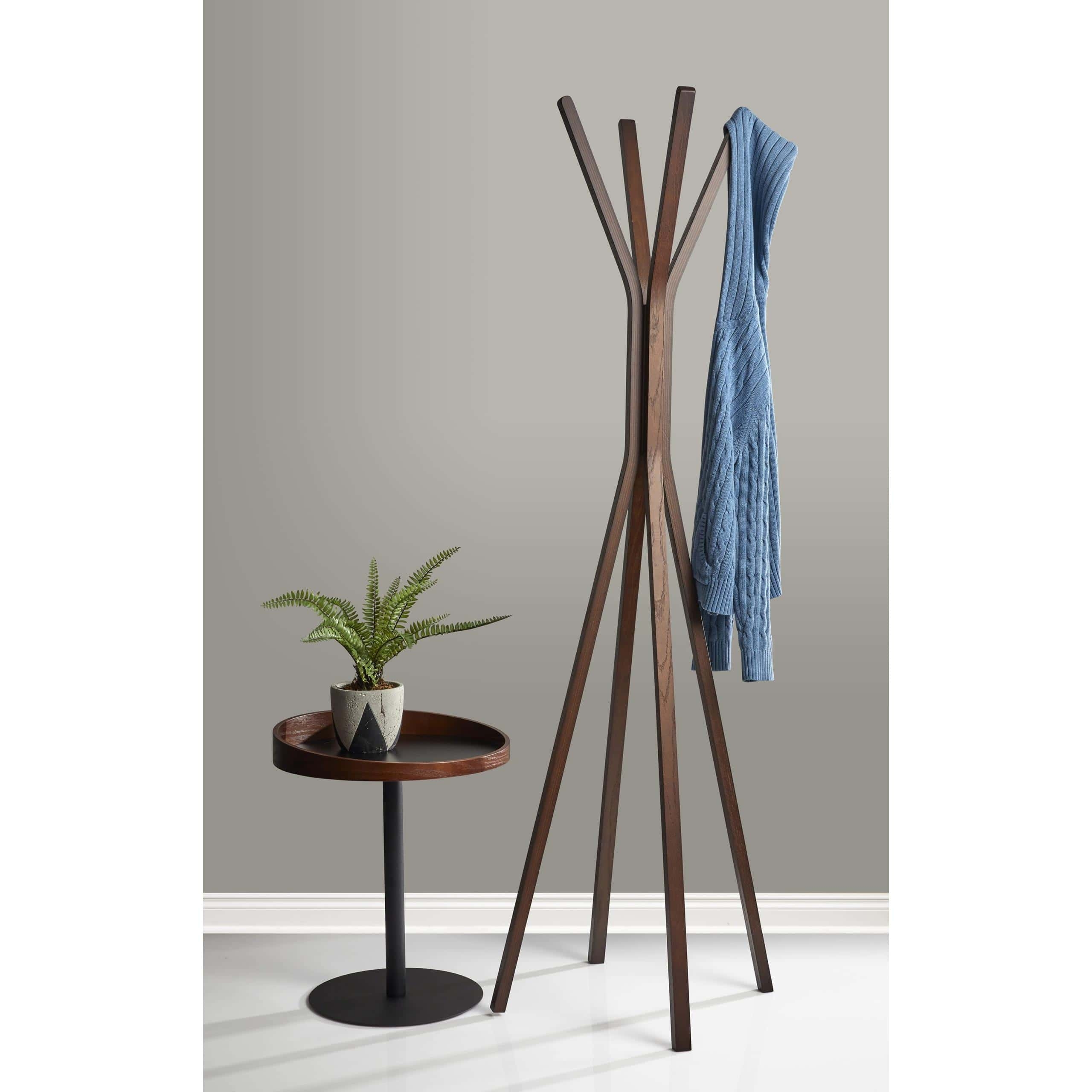 Coat Rack Splayed Legs Branching Tree Walnut Stand