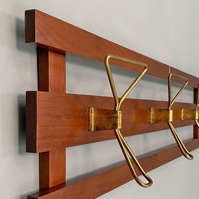 Coat Rack Triple Horizontal Slats Geometric Hooks