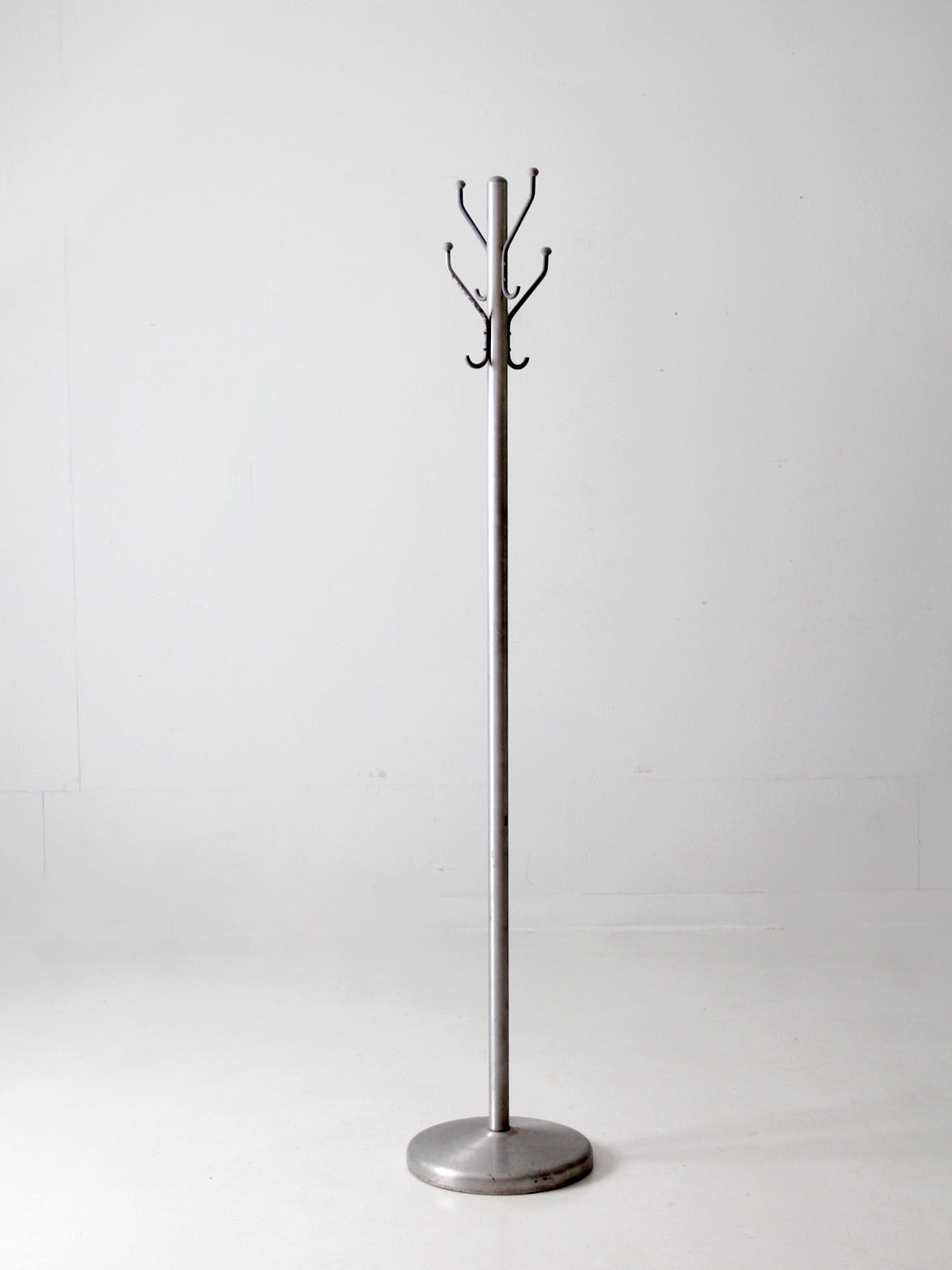 Coat Rack with Aluminum Ball Tip Hooks and Vintage Metal Stand