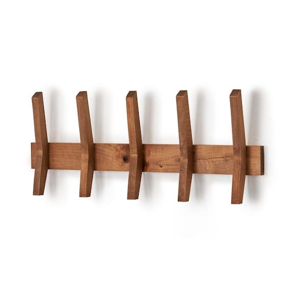 Coat Rack with Tapered Hooks and Tapered Wood Wall Rack