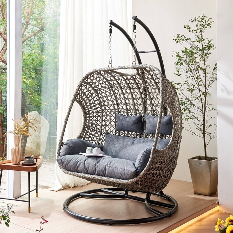 Cocoon Swing Chair with 2-Seater Capacity and Dual Arches