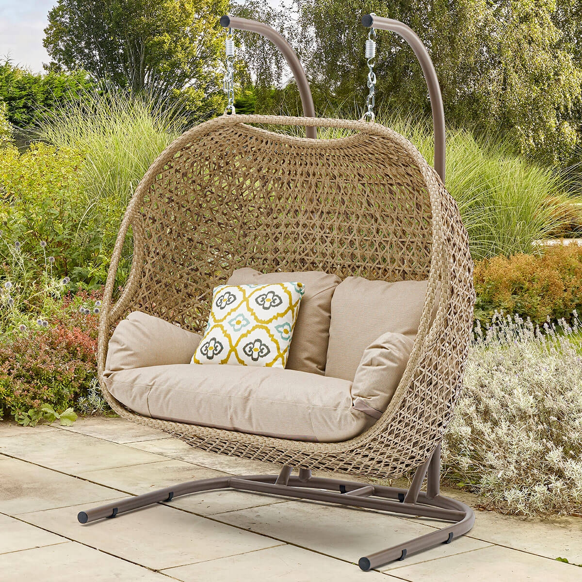 Cocoon Swing Chair with Double Seating Width and Dual Springs
