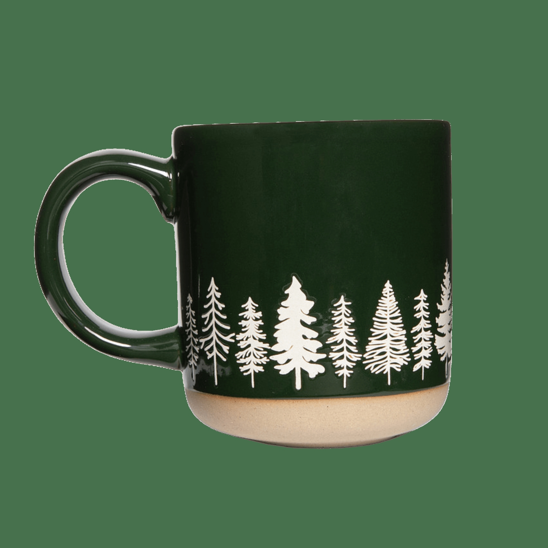 Coffee Mug with Forest Green Glaze and Exposed Clay Base Texture