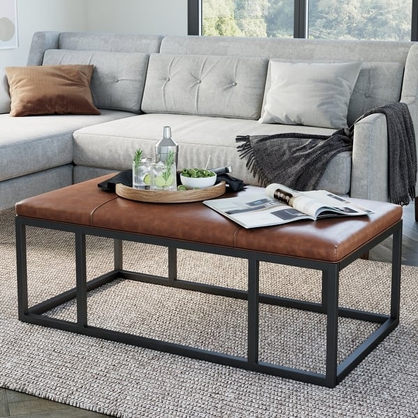 Coffee Table Bench Minimalist Metal Frame Ottoman Table