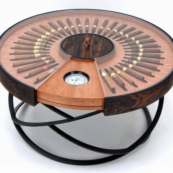 Coffee Table Built-in Humidor Radial Cigar Storage Stand