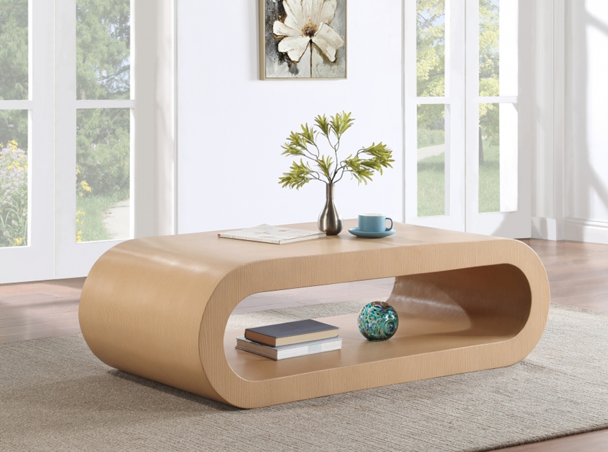 Coffee Table featuring Capsule Shape and Open Shelf Storage
