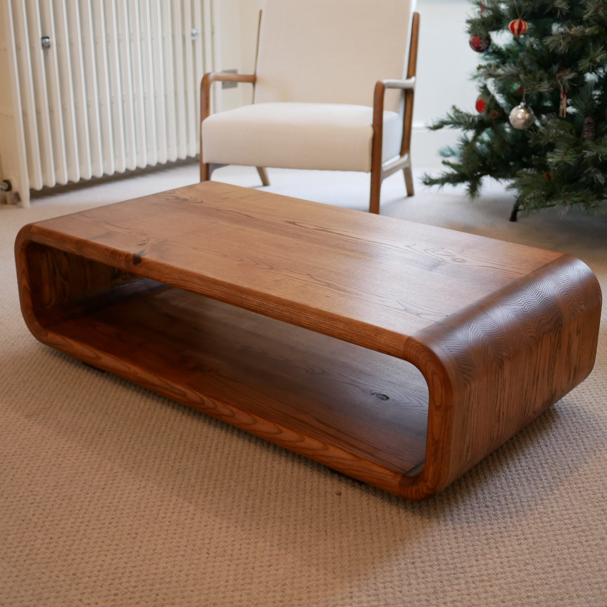 Coffee Table in Continuous Loop Design with Rounded Ash Wood